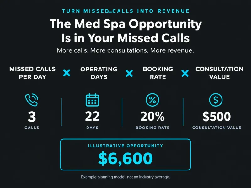 Formula for estimating med spa missed-call revenue opportunity